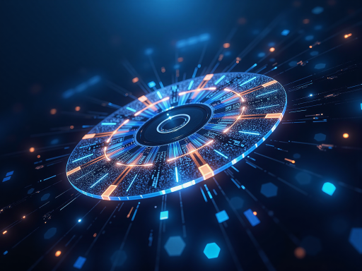 Future technology concept with digital displays and innovative interfaces, bright futuristic background